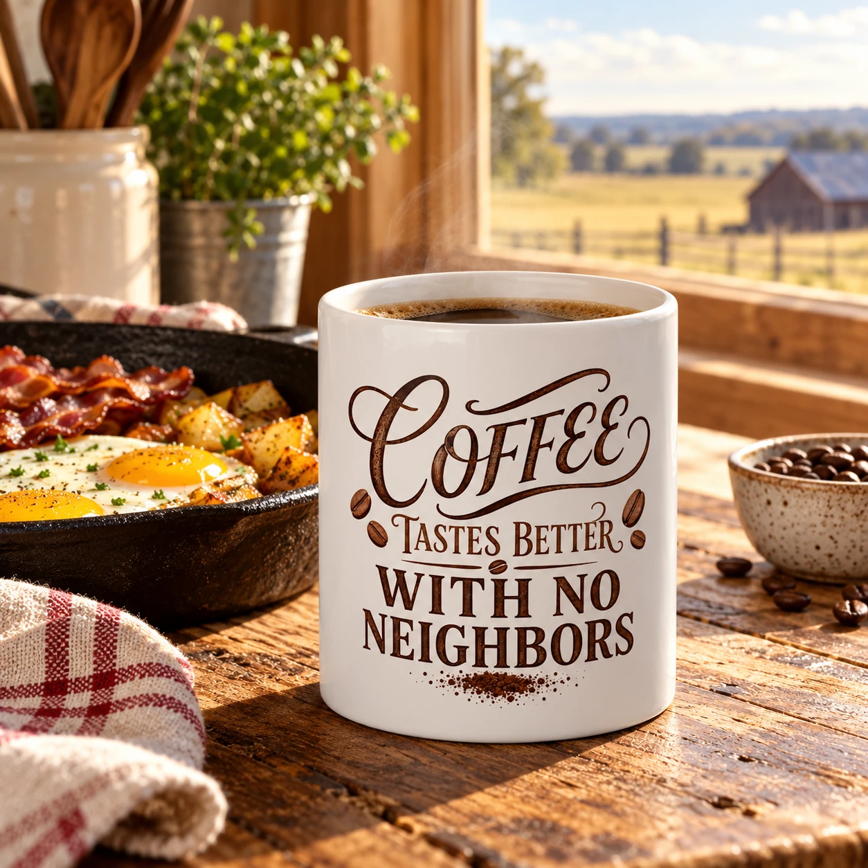 Coffee Tastes Better With No Neighbors 20oz Mug - Large Coffee Cup - Off Grid Homestead Boondocking Gift