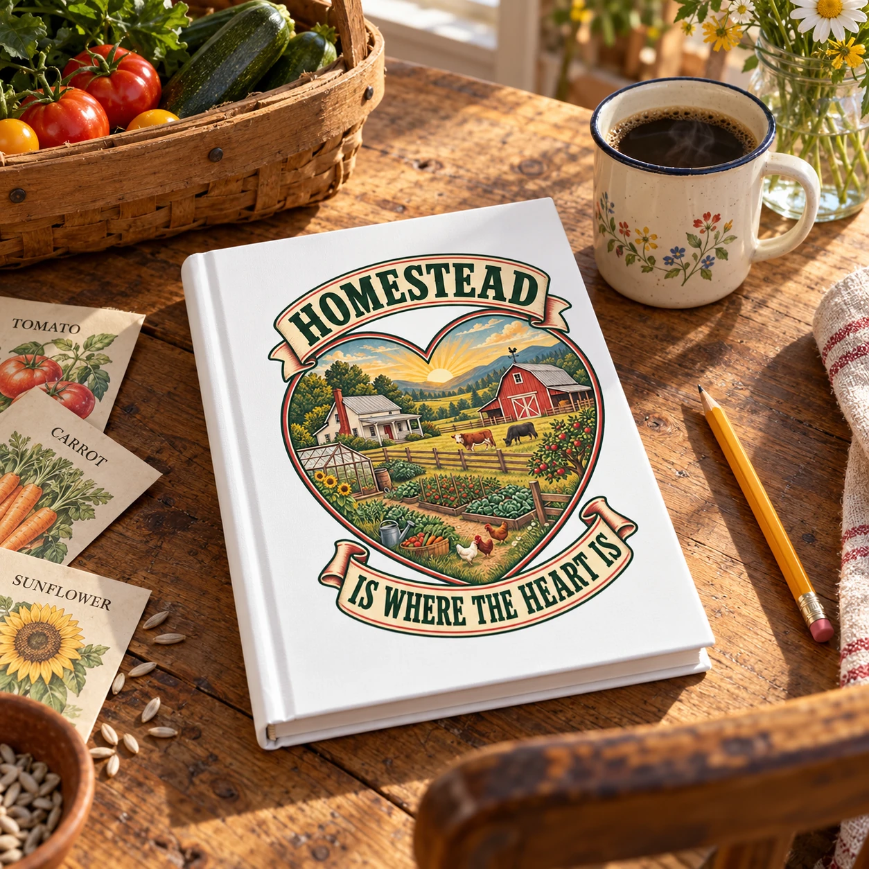 Homestead Is Where the Heart Is Hardcover Journal, Farm Life Notebook, Country Living Gift, Homesteader Planner