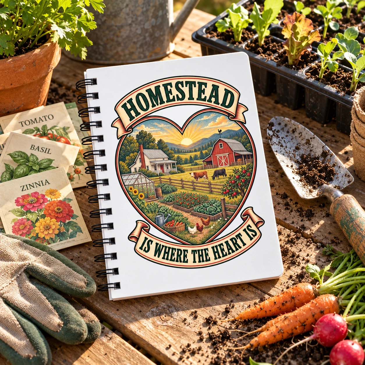 Homestead Is Where the Heart Is Spiral Journal, Farm Life Notebook, Country Living Gift, Homesteader Planner