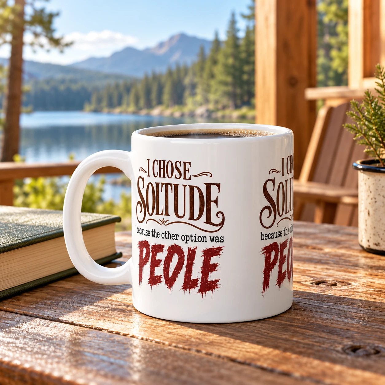 I Chose Solitude 20oz Coffee Mug - Funny Introvert Cup, Because the Other Option Was People