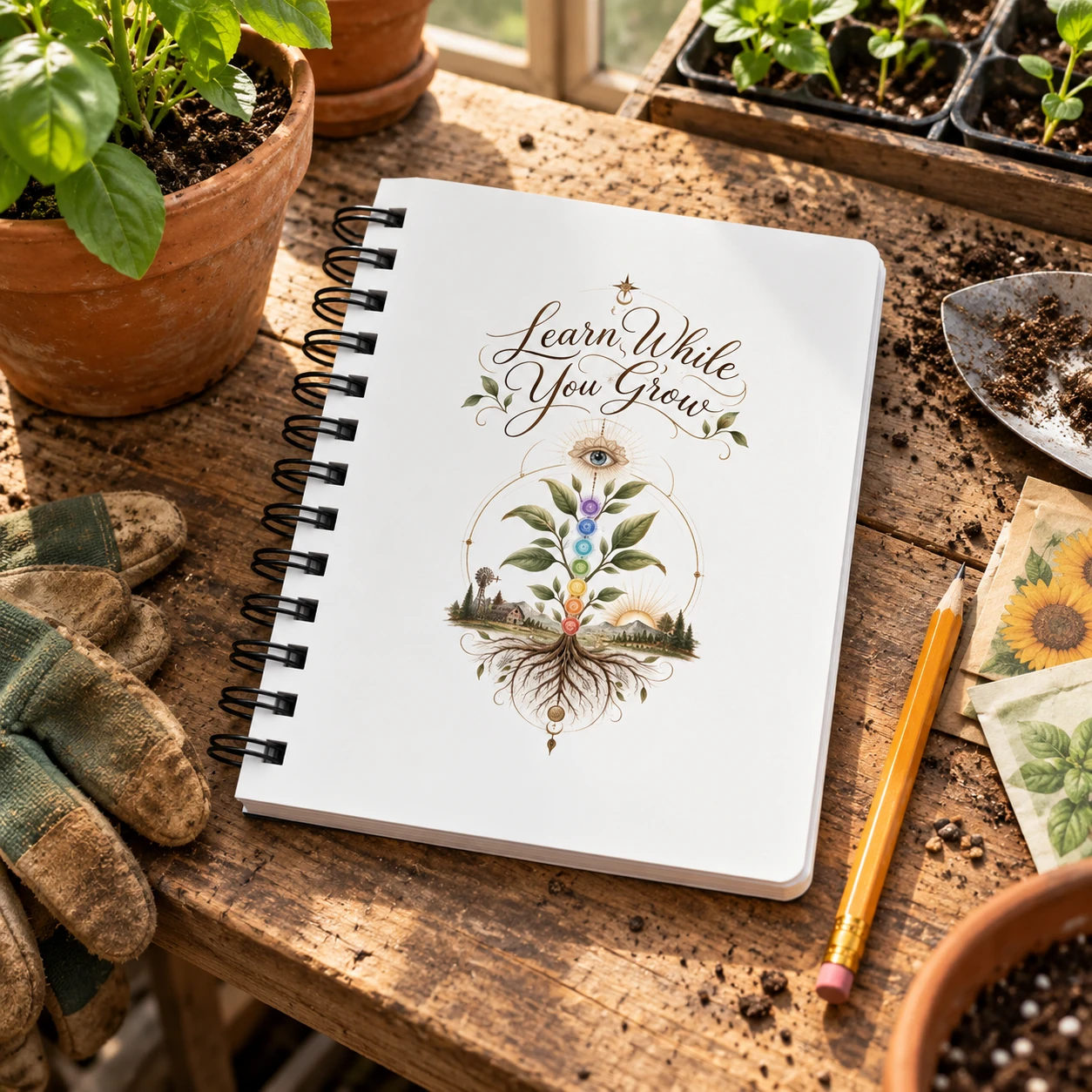Learn While You Grow Spiral Journal, Homestead Gardening Notebook, Farm Life Planner, Personal Growth Gift