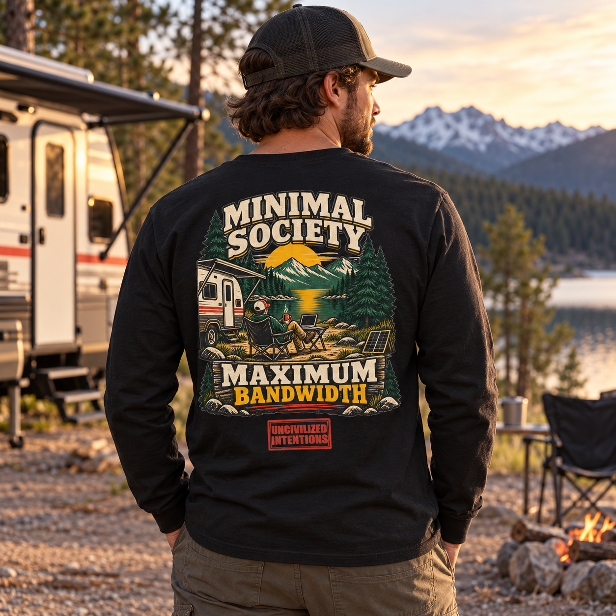 Minimal Society Maximum Bandwidth Long Sleeve Shirt - Unisex Off Grid RV Life Digital Nomad Tee