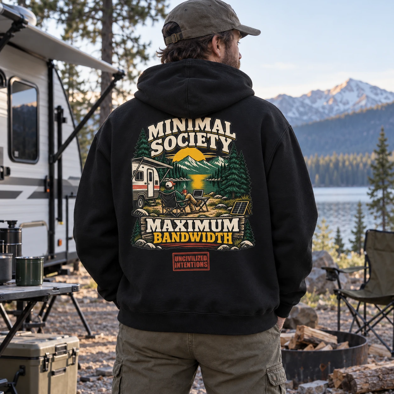 Minimal Society Maximum Bandwidth Oversized Hoodie – RV Life, Digital Nomad Gift