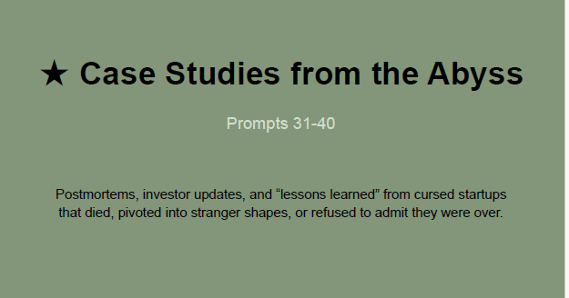 Cursed Startup Lab prompt pack preview