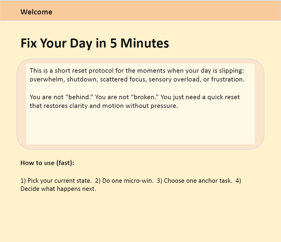 Fix Your Day in 5 Minutes toolkit preview