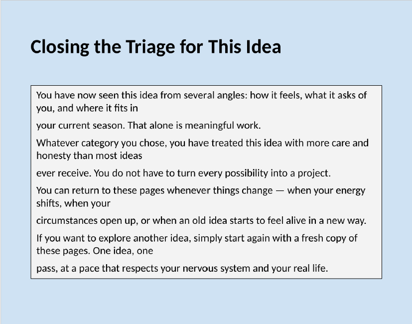 Idea Triage Station workbook preview