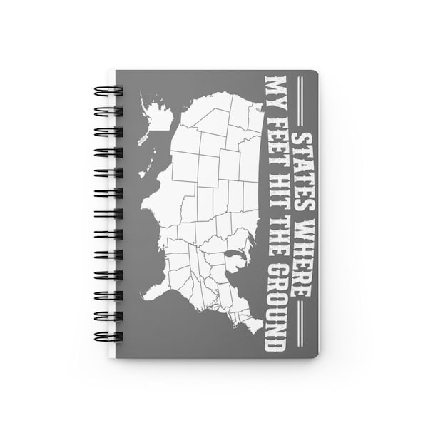 States Where My Feet Hit the Ground Spiral Travel Journal, USA Map Notebook, RV Road Trip Log, Van Life Gift